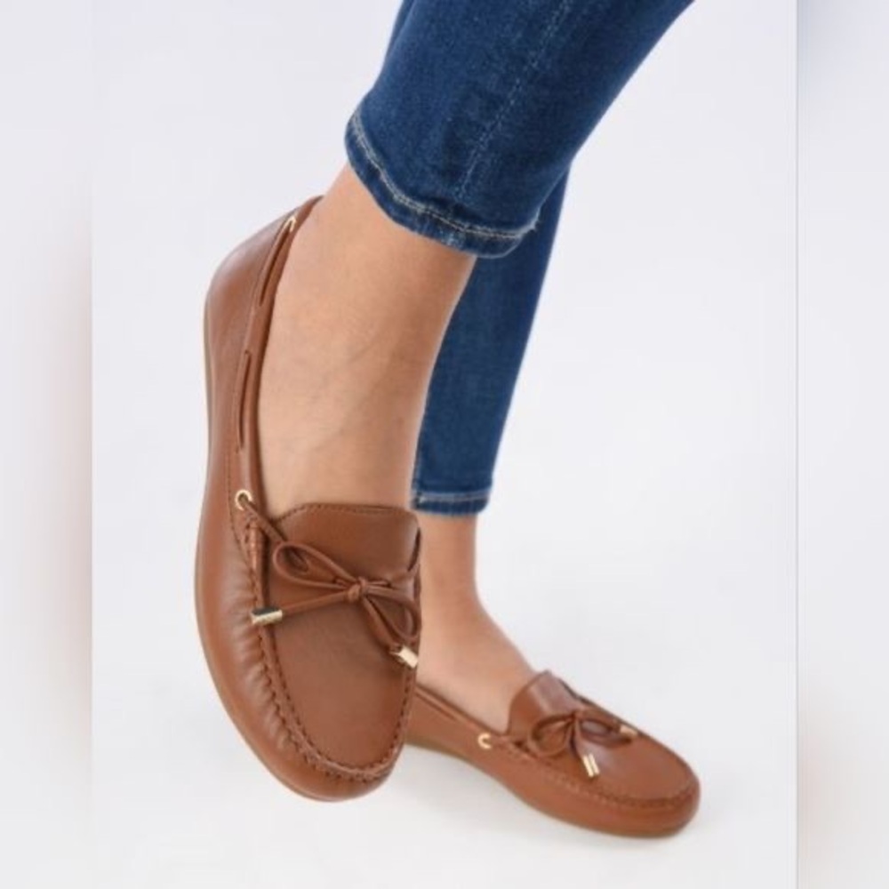 Michael Kors Sutton Brown Leather Loafers Sz 8.5